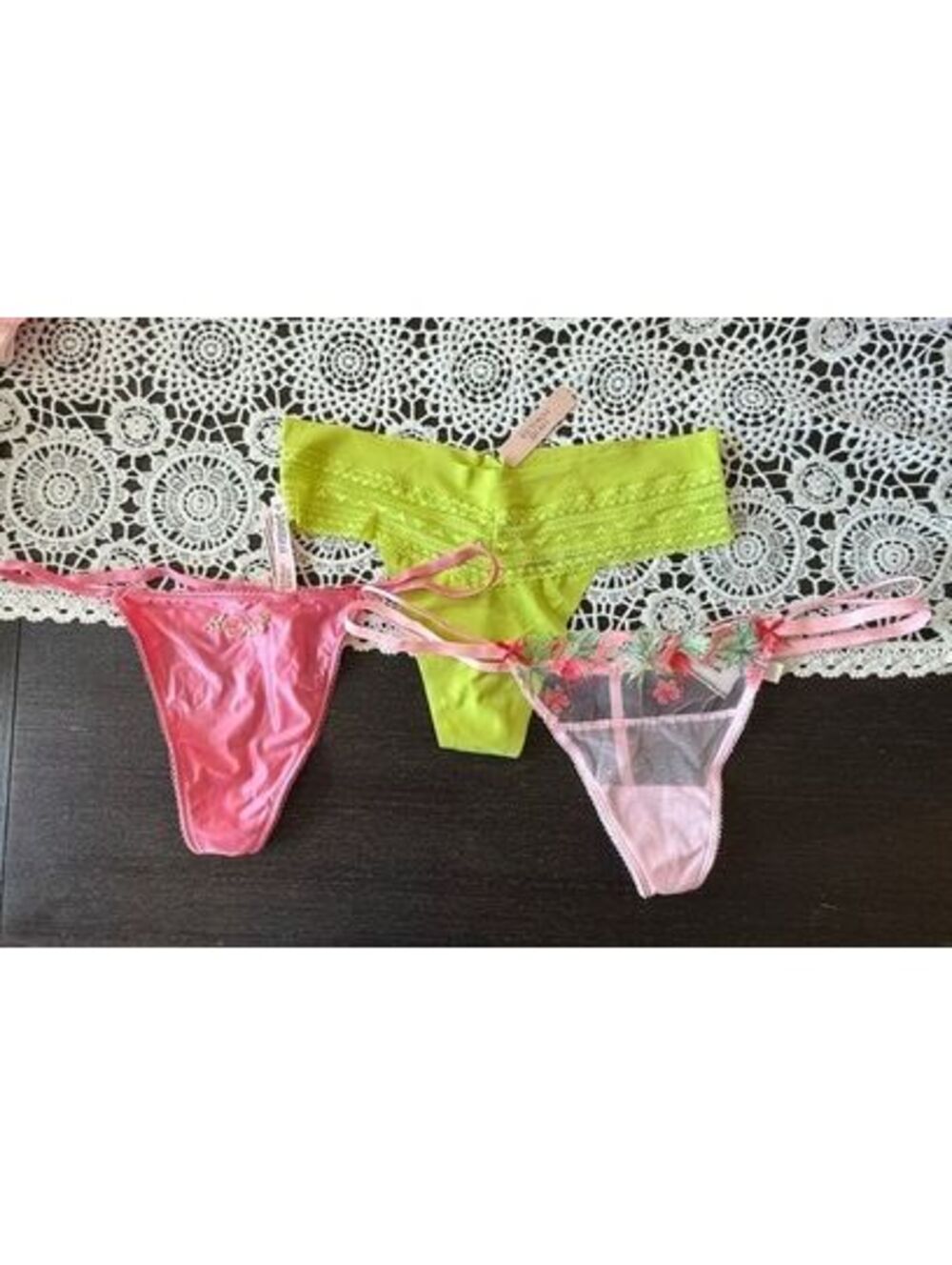 NWT Victoria's Secret sexy g-strings floral bundle of 3 size Large NEW W/Tags